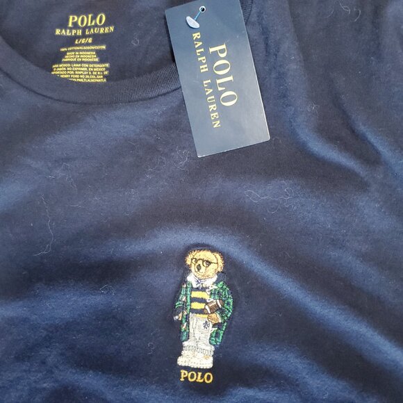 NWT POLO Ralph Lauren Mens Long Sleeve FOOTBALL RUGBY BEAR Shirt- Large - Picture 10 of 10